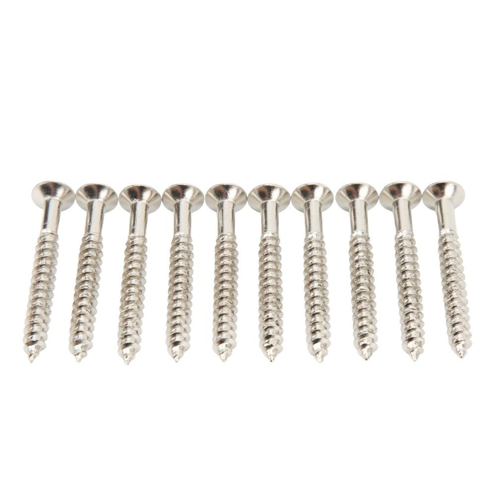 10PCS Silver Guitar Neck Mounting Screws Metal Guitar Neckplate Screws For Guitar