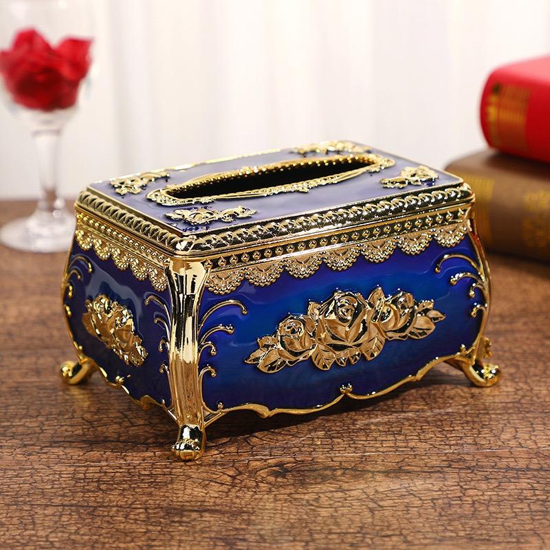 Facial Tissue Holder Embossed Rose Plastic Tissue Box Cover Tissue Dispenser for Living Room Home Household Kitchen Countertop