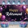 Happy Retirement Banner Satin Ribbon Happy Retirement Backdrop Retirement Display For Office Farewell Indoor Event