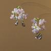 Crystal Rice Bead Tassel Flower Stud Earrings Sweet Girl Heart Earrings Color Dopamine Mori Earrings