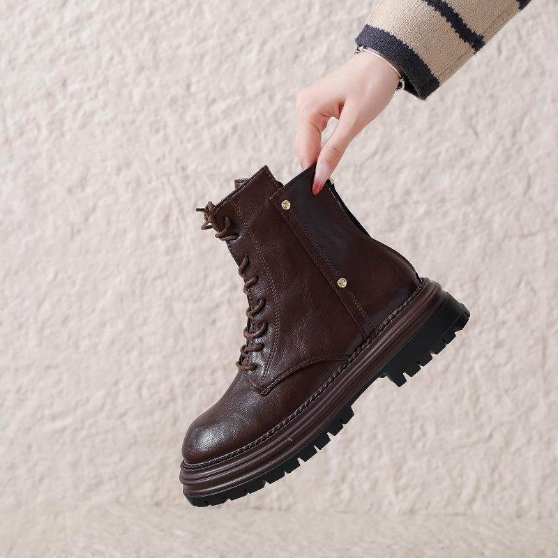 2025 new niche retro platform Martin boots women's versatile small British style thin boots short boots knight boots