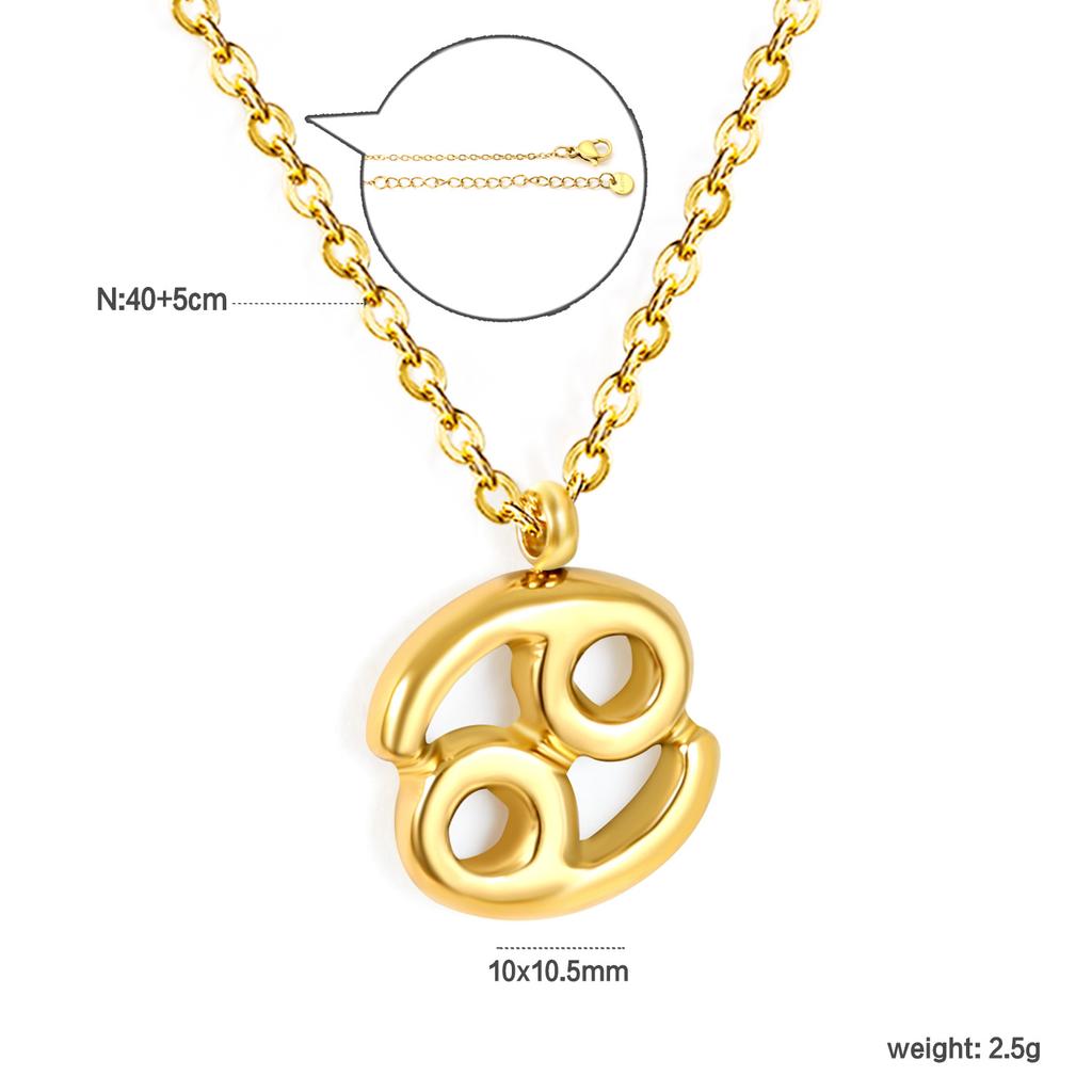 Fashion Creative Zodiac Pendant Necklace Gold Bubble Charm Versatile Collarbone Chain Jewelry