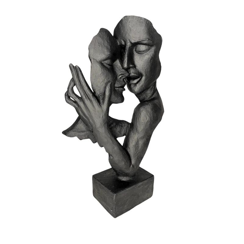Modern Decorative Figurine - Decorative Sculpture Faces Lovers - FaceS Black