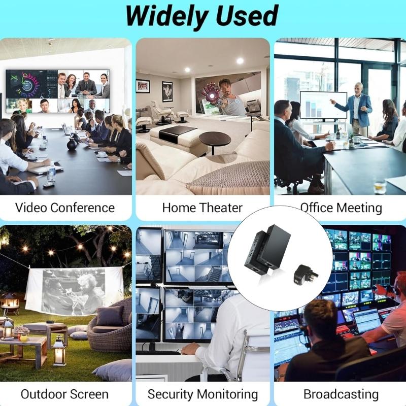 60M Rj45 Ethernet Extender 1080P Transmission Via Cat5e/6/7 Cable for Gaming Consoles Conference Room