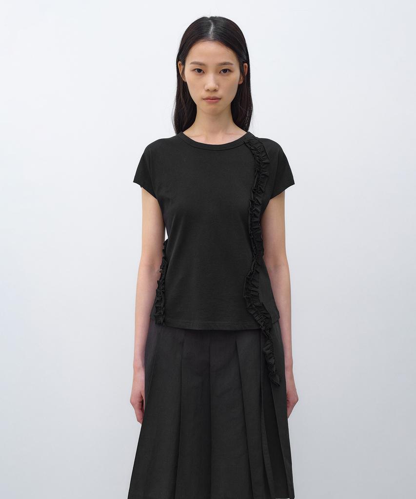 INSILENCE WOMEN Frill Strap Pigment Top Black