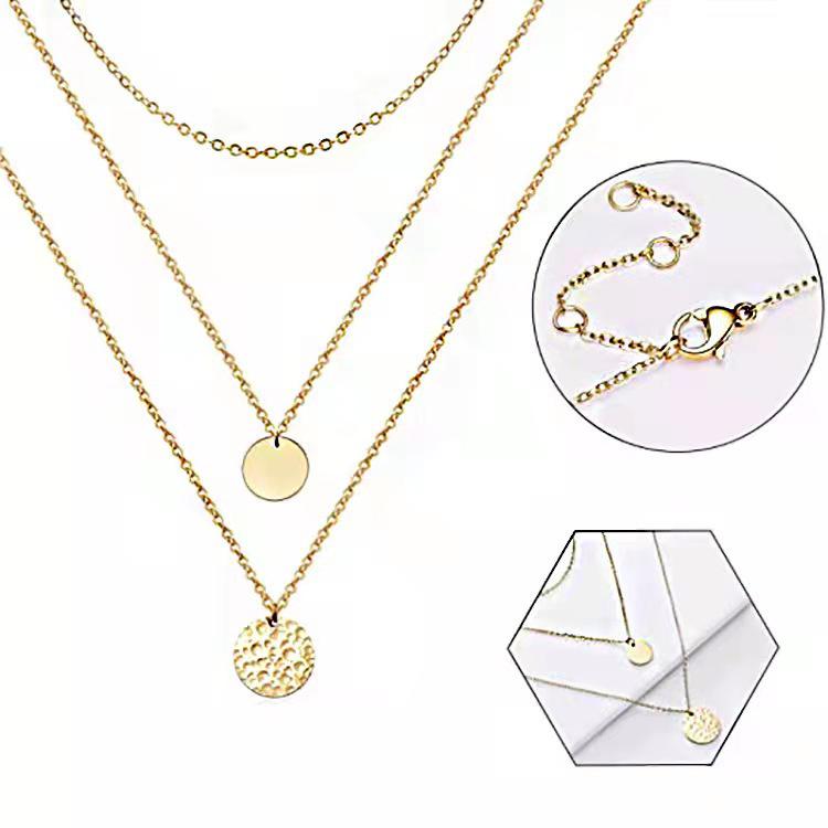 Women's Fashionable Alloy Necklace with Double Round Pendant