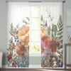 Retro Mushroom Fern Plant Fruit Pine Cone Autumn Sheer Curtains for Kids Bedroom Living Room Voile Window Curtains Tulle Drapes