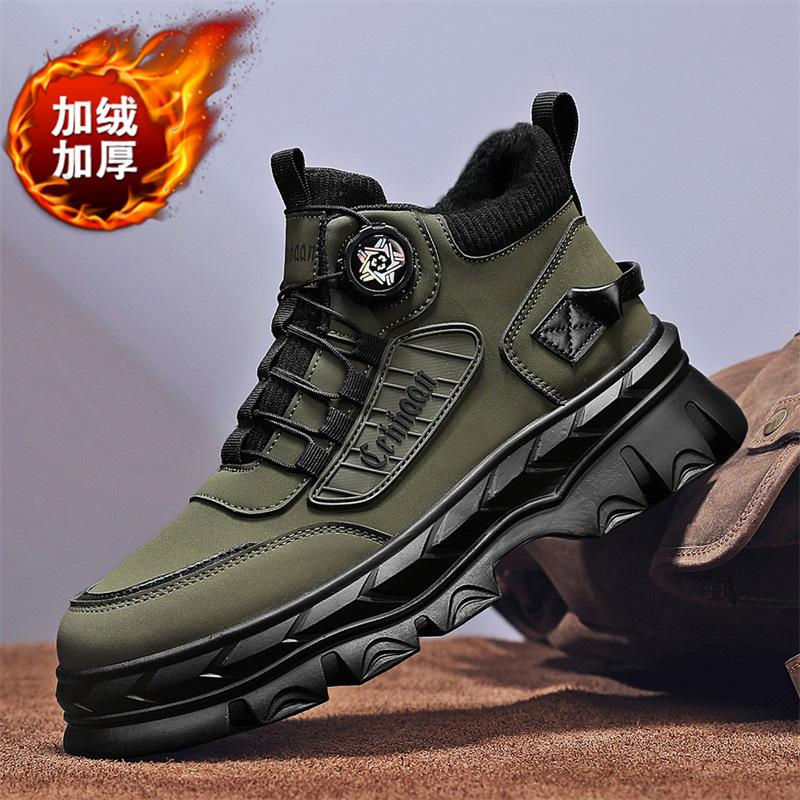 Martin boots winter new rotating buckle thick-soled piled thickened boots high-top cotton shoes