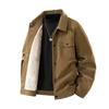 Autumn Winter Corduroy Jacket Business Casual Windproof Thermal Fleece-Lined Thickened Cotton Coat Business Jacket
