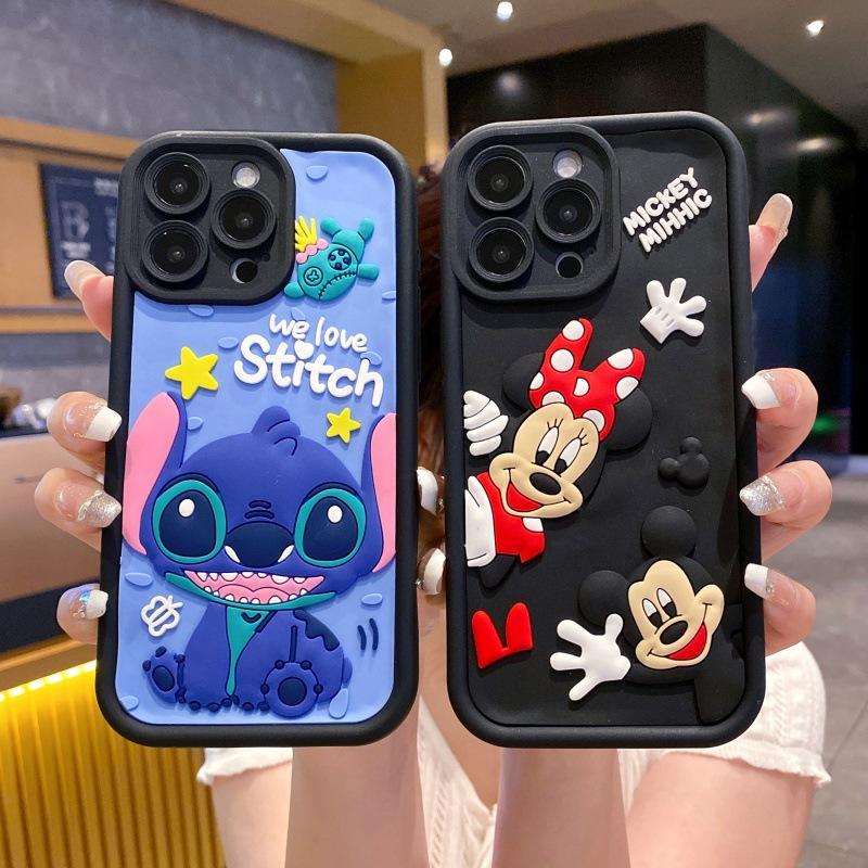 Applicable to Vivo V50 Stitch three-dimensional silicone sticker cartoon mobile phone case Y300 cute Minnie soft case