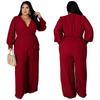 Tuta da Donna Taglie Forti Moda Temperamento Ampia Gamba Dritta Tinta Unita Cintura