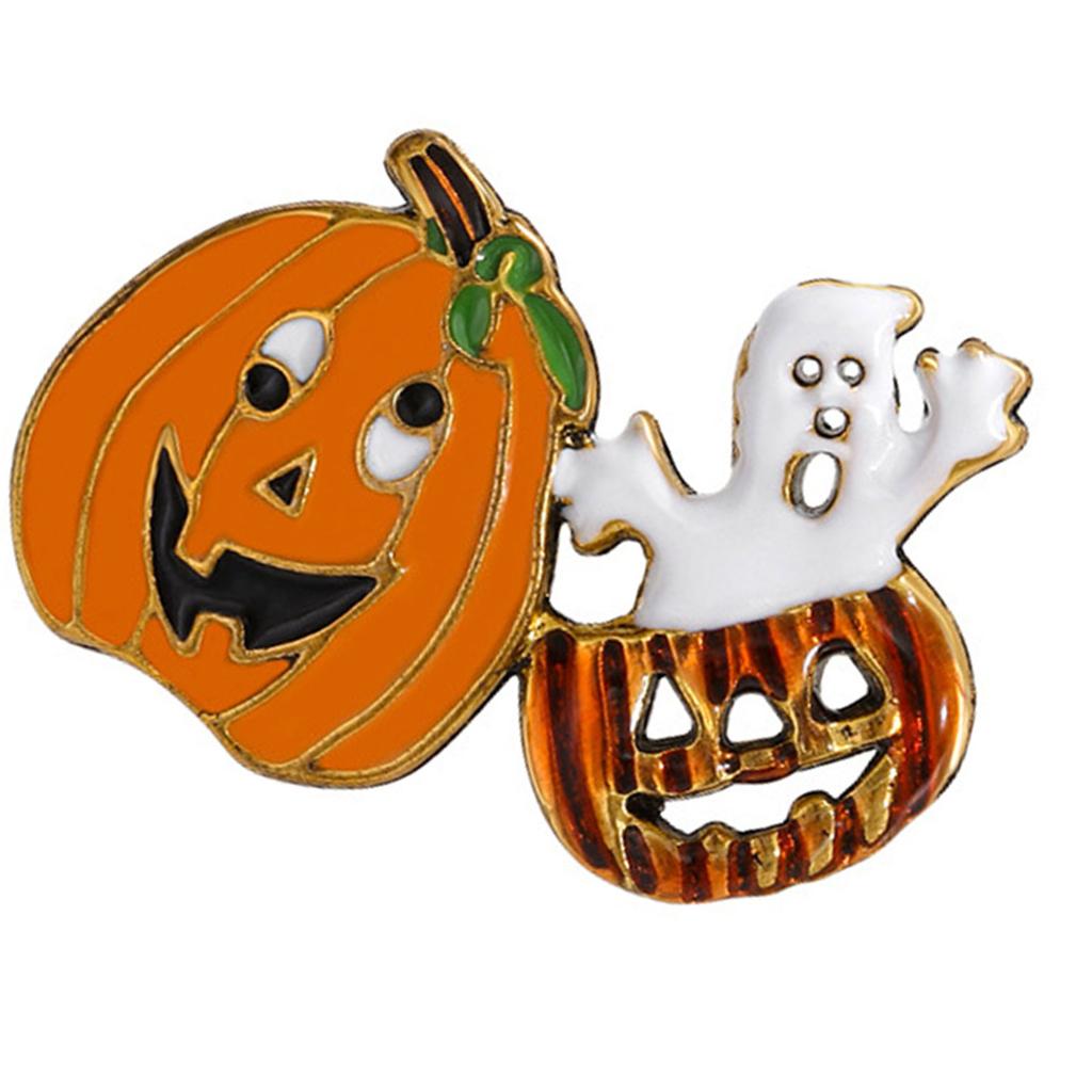 Festive Halloween Ghost Pumpkin Brooch Spooky Party Accessory For Costume Decoration And Outfit Enhancement