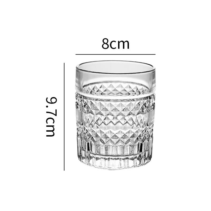 320ml 11oz Diamond Carved Whiskey Glass Transparent Wine Glass Party Cocktail Brandy Cups Water Bottle High End Drinking Glasses