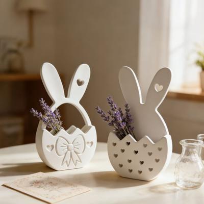 Silikonová forma na velikonočního zajíčka Flexibilní forma na odlitky květinového košíku pro epoxid, sádru, vosk DIY 3D velikonoční dekorace a řemesla Dárek