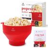 YAEI Popcorn Maker, Supervised by a Professional Food Hygiene Officer, Includes 10 Flavor Recipe Book, Microwave Cooking, and Dishwasher Safe (Red)