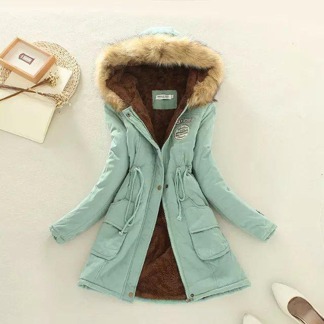 2024 Autumn/Winter Korean Style Slim Waist Hooded Military Cotton Coat for Women
