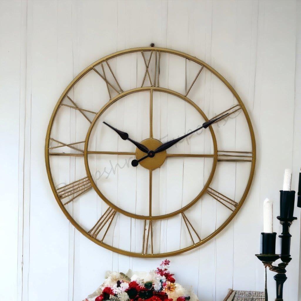 Uhr Handgefertigt Extra Große Analoge Wanduhr/Messingfarben / 30 Zoll (75 Cm'S)