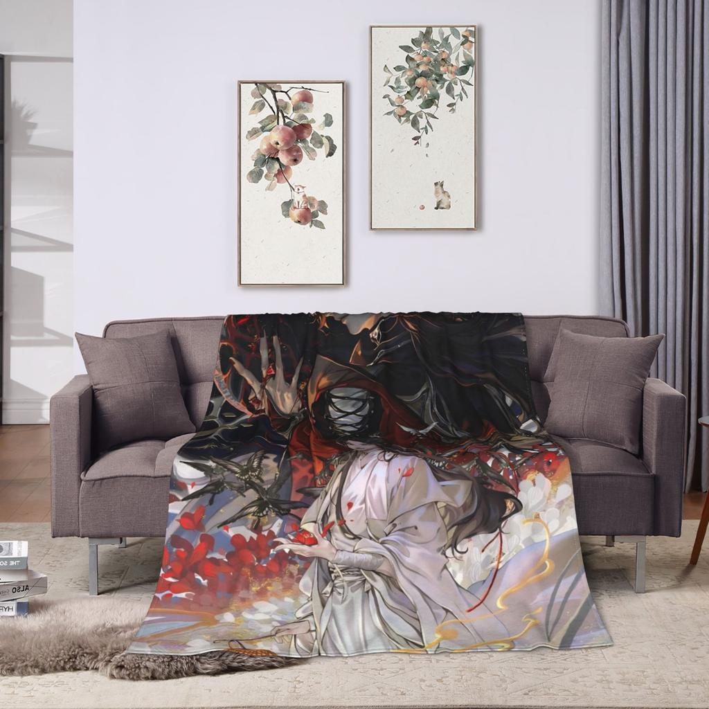 Heaven Official's Blessing Blanket  Soft Funny Plush Throw Blanket For Living Room Decorative Flannel Bedspread Bed Cover