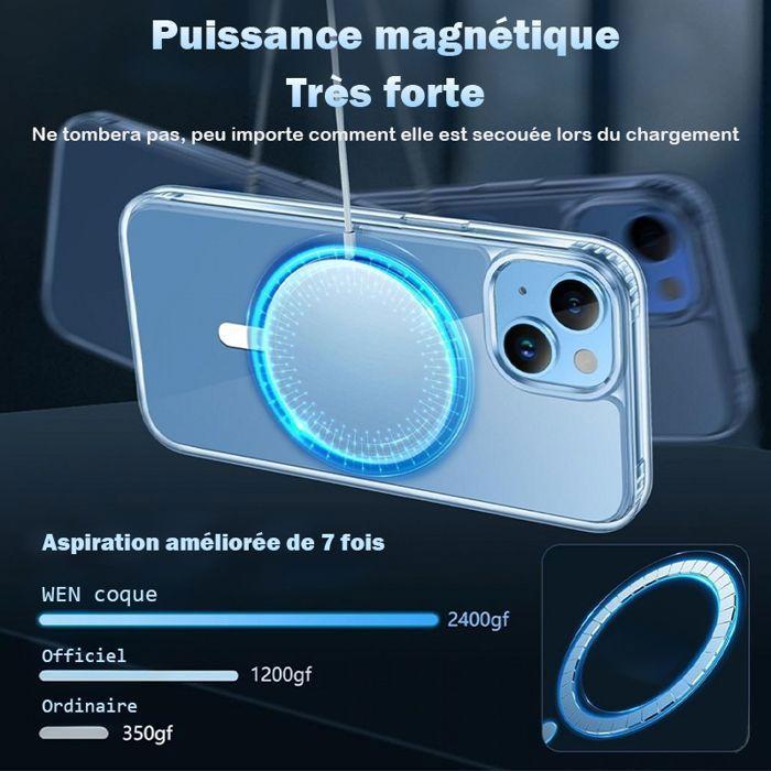 Coque de téléphone - WENZYLIQUOX - iPhone 13 (6,1) - MagSafe aimantée - Verre trempé &amp; protège-caméra - Bumper TPU