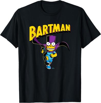 The Simpsons Bart Simpson Bartman Running Super Hero Logo T-Shirt