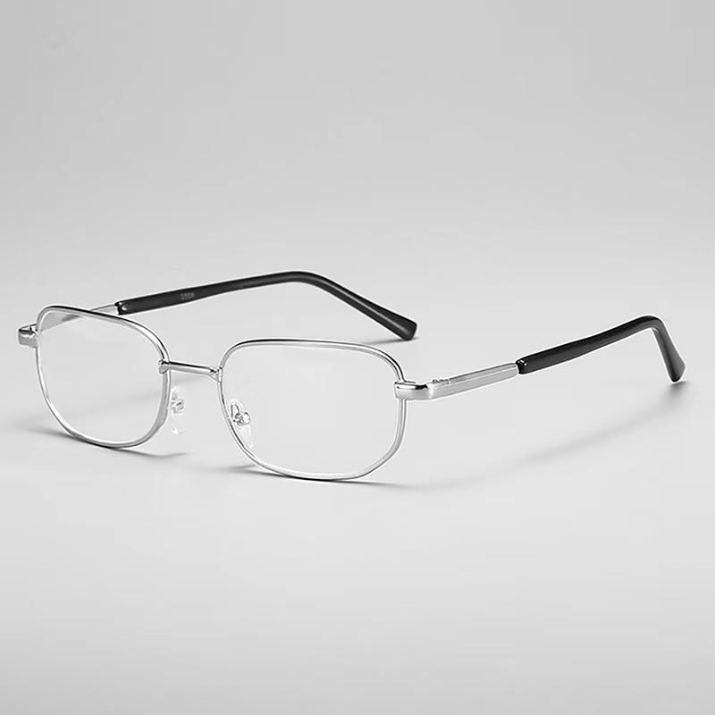 Anti-Scratch Reading Glasses Retro Square Presbyopic Eyewear With Glass Lenses Metal Hyperopia Eye Glasses Men's Glasses +3.5+4