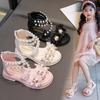 Girls Summer Sandals Soft Bottom Toe-Open Cute Princess Shoes Middle Large Children Little Girls Student Beach Shoes