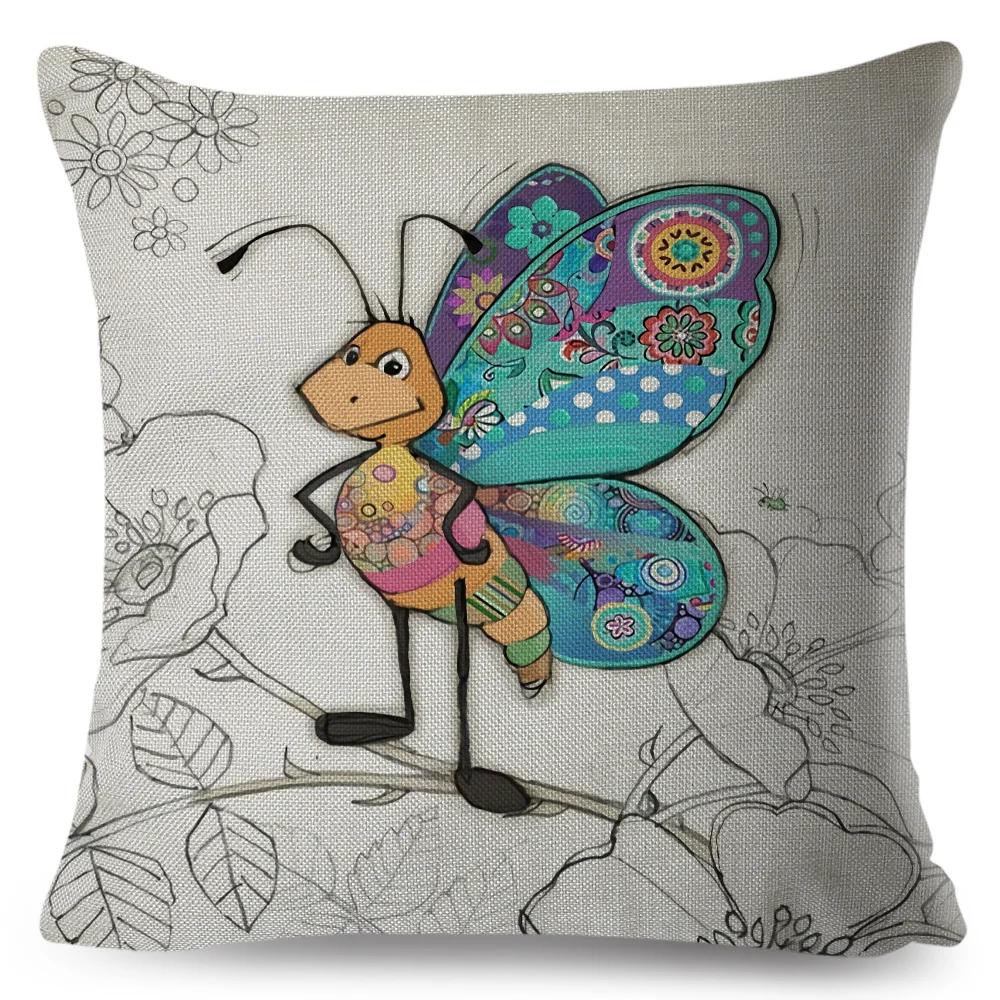 Nordic Style Cartoon Monkey Dog Cat Rabbit Cushion Cover Decor Children Drawing Animal Pillow Case for Sofa Home Car Pillowcase