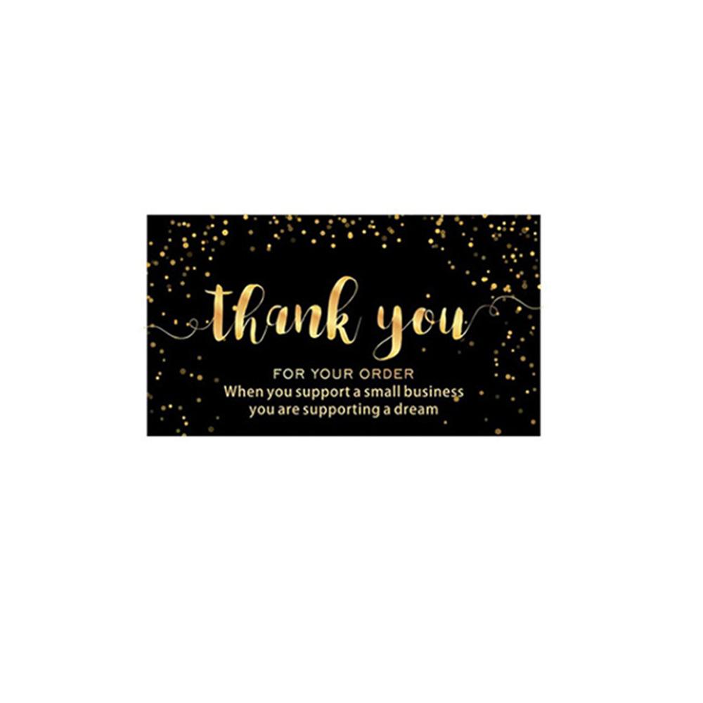 50pcs Black Matte Golden Thank You Cards For Small Business Gifts Boxes Decoration Greeting Labels Packing Supplies