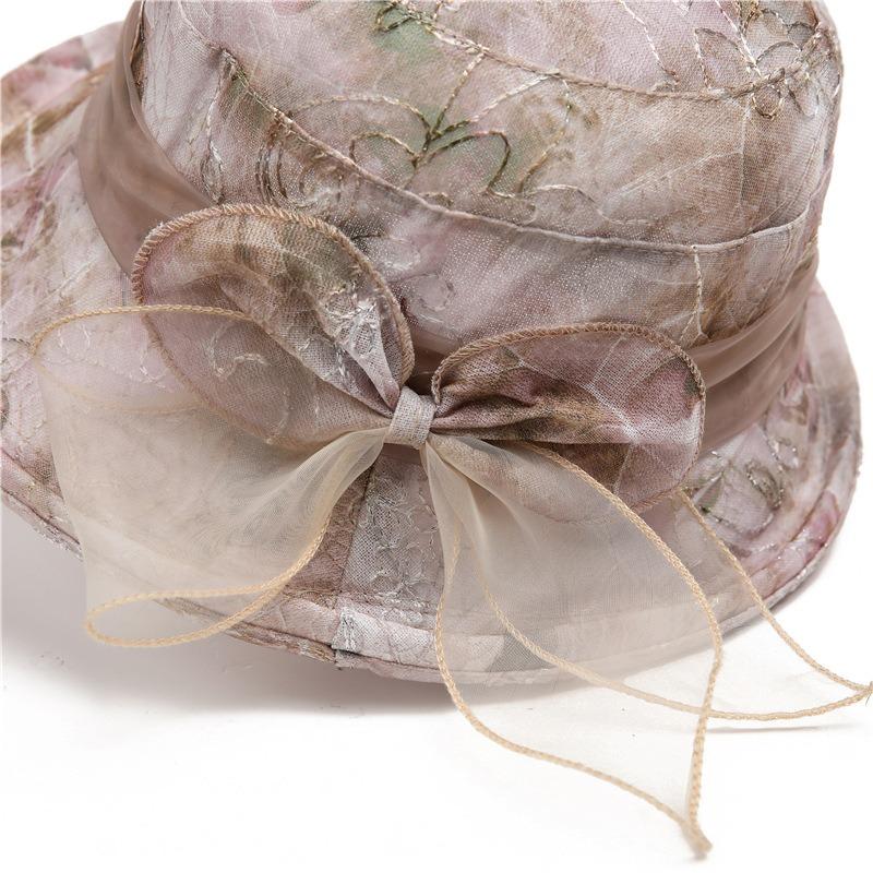 Hat Ladies Summer Basin Hat Light Breathable Visor Fashionable Elegant Flower Bucket Hat