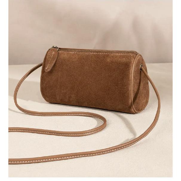 Small Crossbody Bag for Women 2025 Autumn Matte Suede Niche Phone Bag Fashionable High-End Simple Soft Leather Cylinder Bag