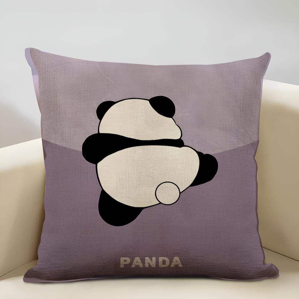 Lieblicher Panda Kissenbezug Haushaltsdekoration Leinen Sofakissenbezug: Hautfreundlich & Atmungsaktiv Mit Unsichtbarem Reißverschluss