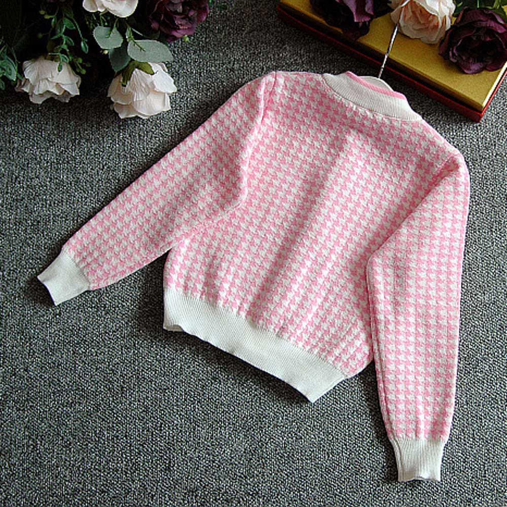 Toddler Kids Baby Girls Outfit Clothes Plaid Knitted Sweater Coat Tops+Skirt Set