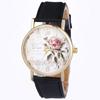 Rose Blume Runde Dia Uhr Frauen Elegante Uhren Faux Leder Band Arabische Zahl Quarz Armbanduhr Montre Femme Weihnachten Geschenk