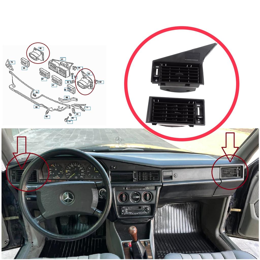 BDP1330-1 LHD Side Pane Defrosting Nozzle Instrument Panel Lateral Left Right for Mercedes W201 190 190 E 190 D 1982-1993