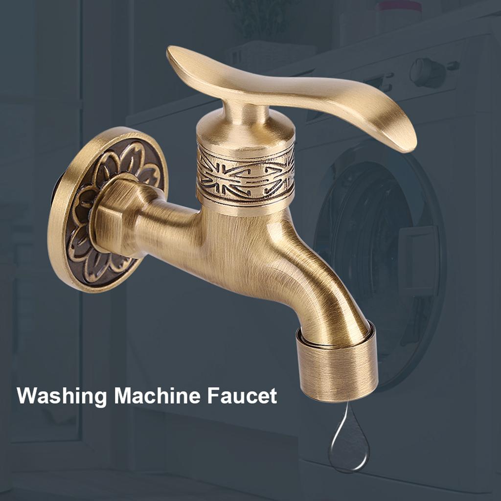 Brass Cold Water Tap for Bathroom, Antique   Wall Mount Laundry Faucet with G1/2 Thrd, Sy Install with Accessories, Grt for Home Washing NaM