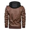 [European size] Winter men's removable hooded pu leather jacket, large size casual locomotive leather jacket for men
