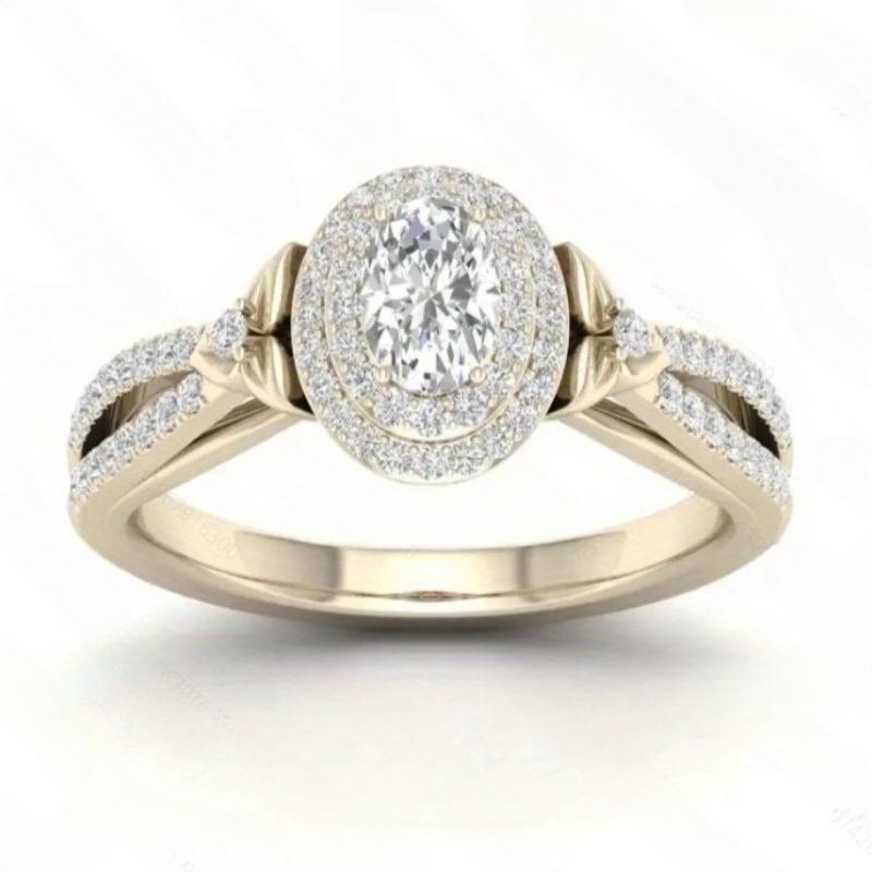 1-piece Luxurious Sparkling Zircon Inlaid Women's Ring, Bridal Engagement Jewelry, Holiday Banquet Accessories, Gifts