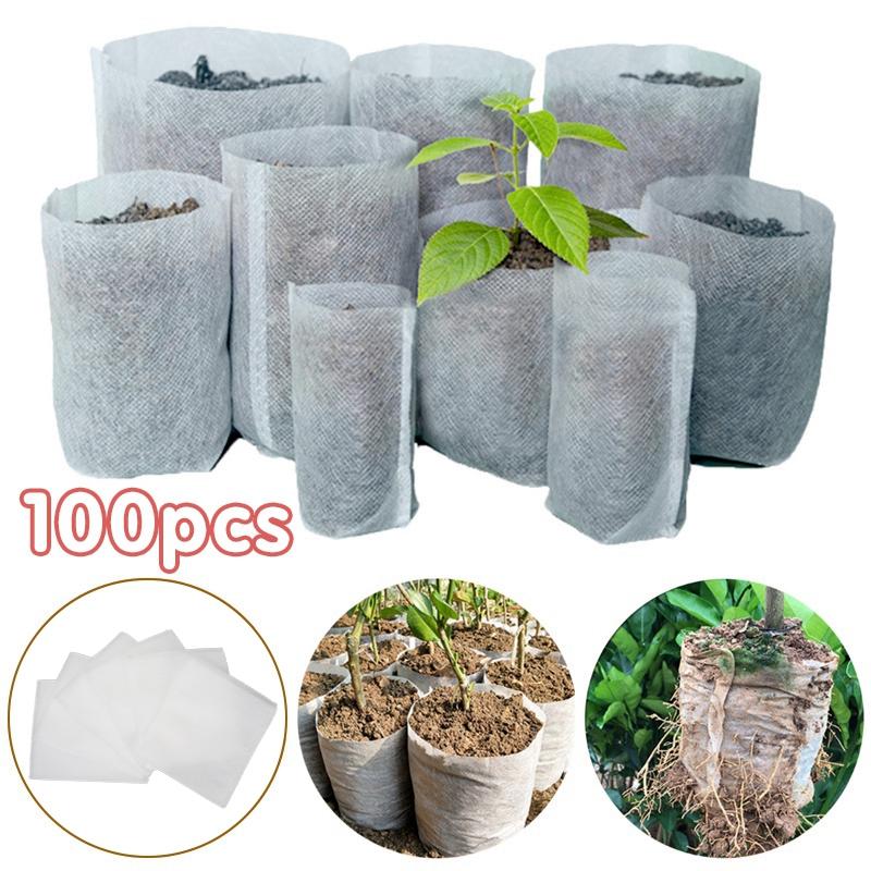 100pcs Nursery Bag Plant Seeding Grow Bags Degradable Garden Indoor Planting Bags Greenhouse Flower Pots Bags