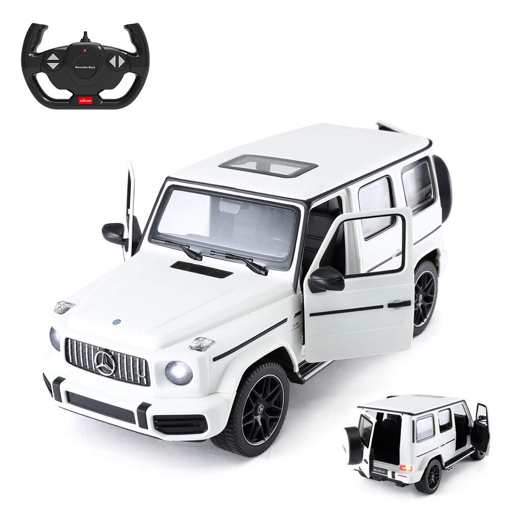 RASTAR AMG G63 RC model headlights and taillights light left and right doors and back door can be opened and closed white 1/14 Mercedes-Benz