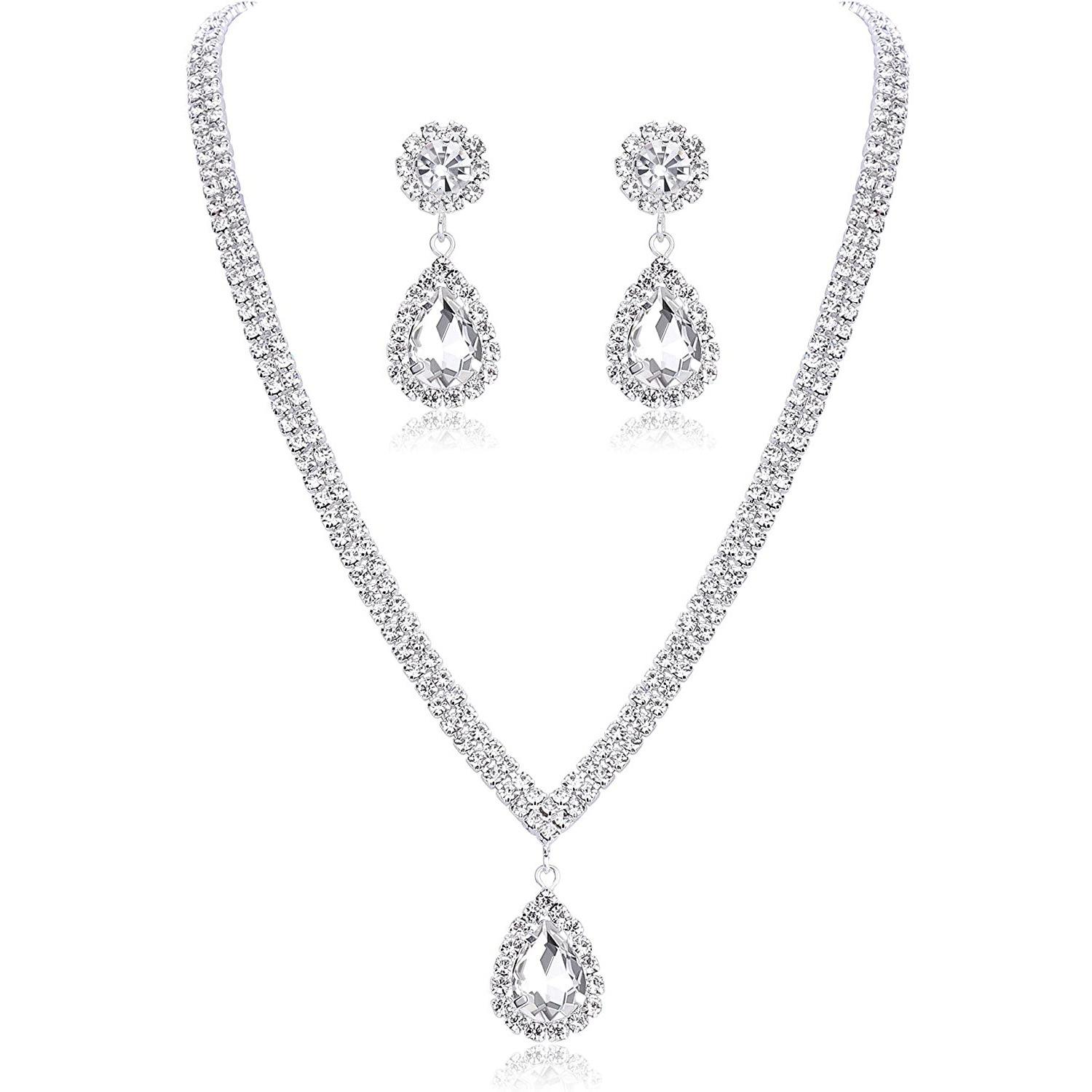 

Простой свадебный набор аксессуаров Корейский полный бриллиантовый набор капель воды Благородные и элегантные свадебные аксессуары белый