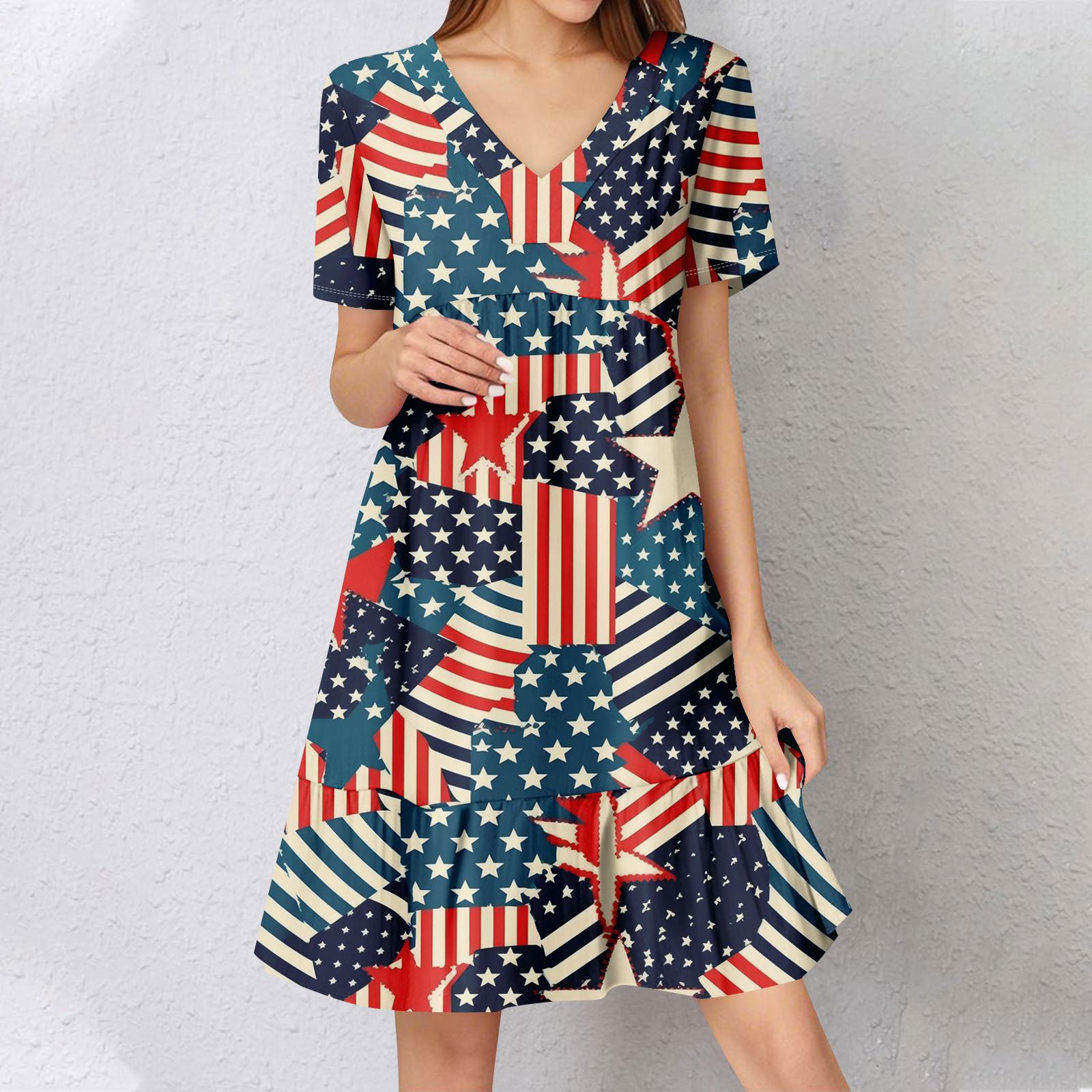 

Женское летнее платье с коротким рукавом и V-образным вырезом, короткие платья, модное повседневное струящееся бохо-платье с оборками, А-силуэт, свободное платье-халат S красный