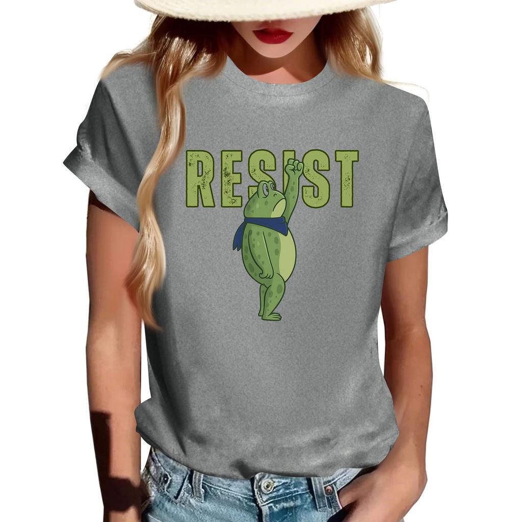 Adult Round Neck Casual Printed Short-sleeved T-shirt Top