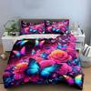 Colorful Butterflies and Roses Bedding Duvet Cover Set Duvet Cover Pillowcases (1 * Duvet Cover 2 * Pillowcases, without duvet insert)