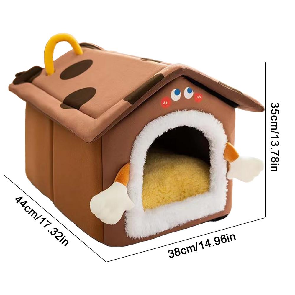 

Плюшевая кошачья кровать-пещера с капюшоном, съемные мягкие плюшевые кровати для питомцев, складные кровати для собак, кошачья кровать-пещера, эластичный поролон для питомца, собаки, щенка, кошки коричневый