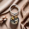 Fashion New 2D Yin Yang Koi Round Glass Lucky Pendant, Fashion Bag And Car Key Decoration, Holiday Gift