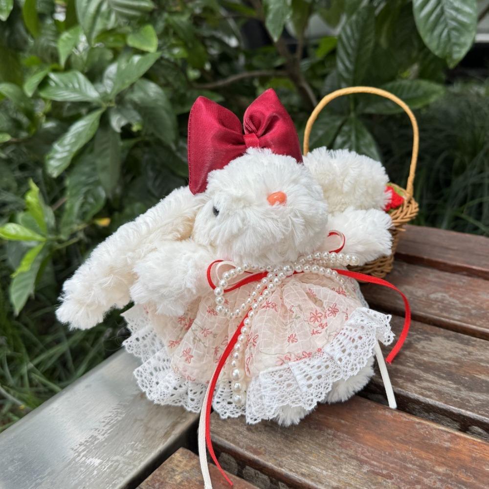 

Bow Plush Rabbit Keychain Stuffed Drooping Ear Rabbit Pendant Rabbit Doll Keyring As Kids Gift style E