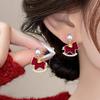 Silver needle natal year pony pearl stud earrings new Chinese retro temperament versatile earrings light luxury high sense earrings women