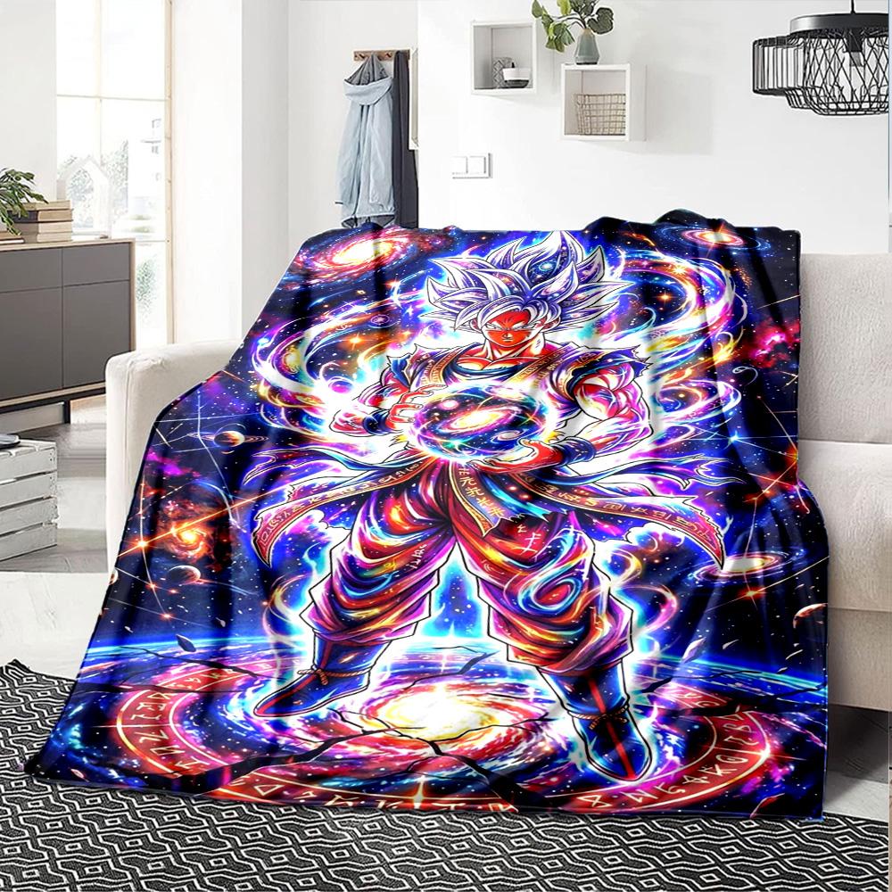 Goku Anime Print Flannel Blanket High Quality Warm Comfortable Cover for All Seasons Perfect for Gifts Home Decor