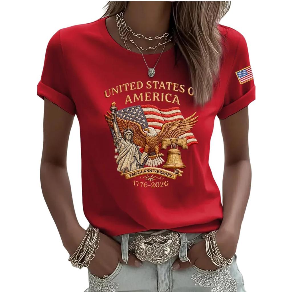 T-shirt à manches courtes et col rond décontracté pour femme avec imprimé