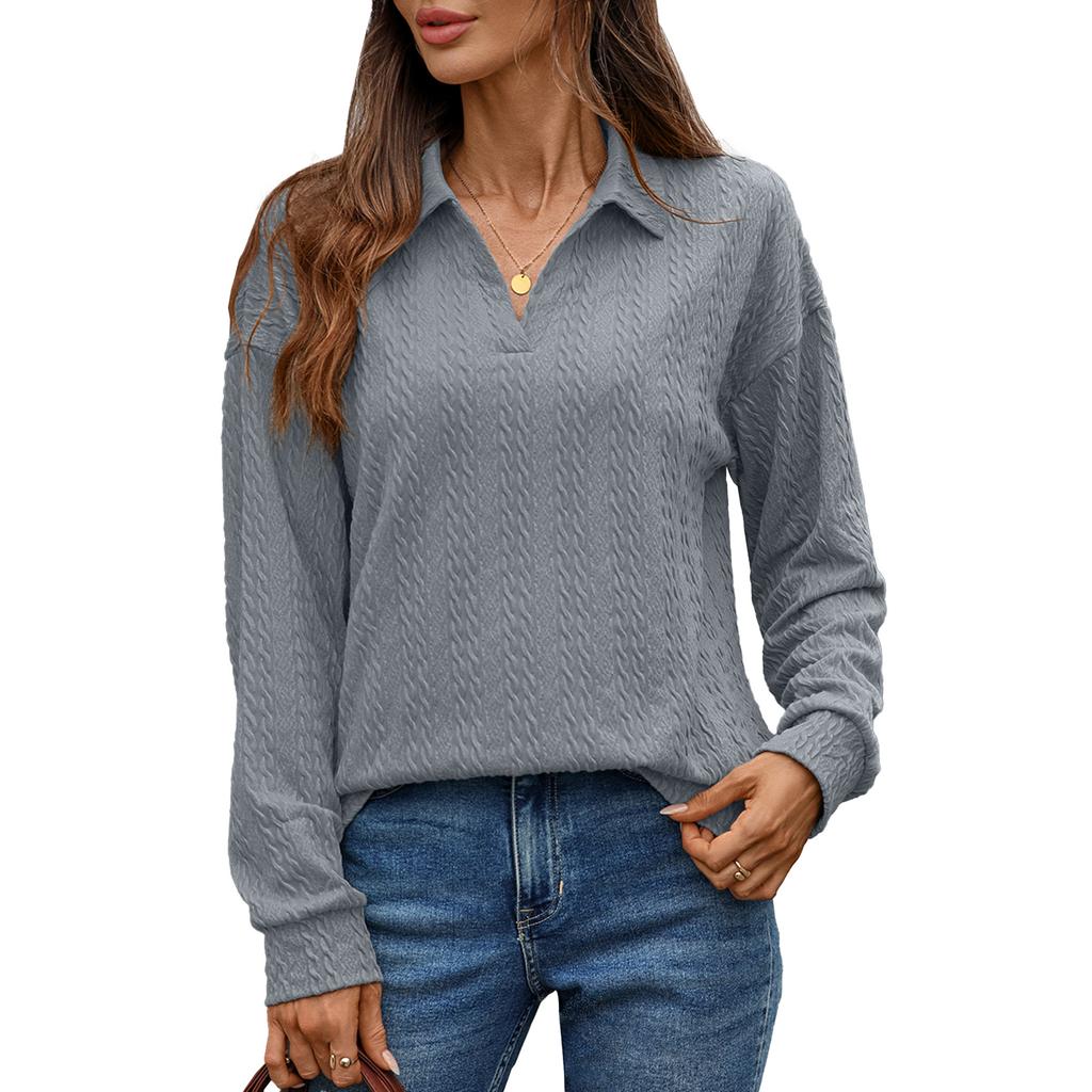New Solid-color Pullover Hoodie for Autumn and Winter, Loose Lapel Long-sleeved Top for Women